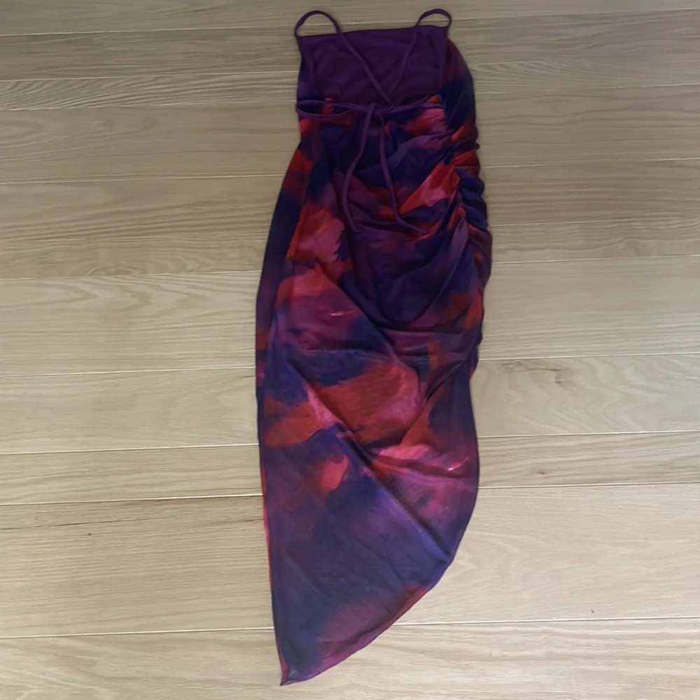 NWT SHEIN Size S/US 4 Red & Purple Tie Dye Midi Cami Dress